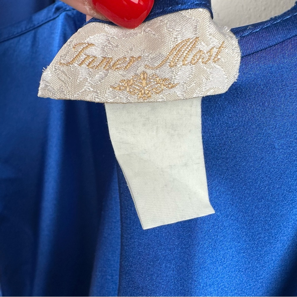 VTG INNER MOST Royal Blue Maxi Satin Retro Sexy Lace Slip Vintage Dress Lingerie - Picture 12 of 12